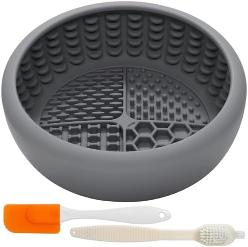 Dog Lick Bowl for Large Dogs, Lick Mat, Slow Feeder Lick Bowl with Brush and Scraper,Strong Suction, Freeze Licking Bowl for Anxiety Relief, Enrichment & Distraction, Dishwasher Safe 7.6 * 3.5 inch