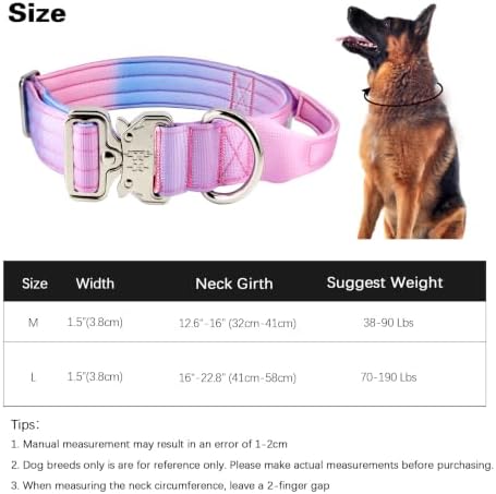 Thick Tactical Heavy Duty Dog Collar with Handle for Large Dogs (Pink)