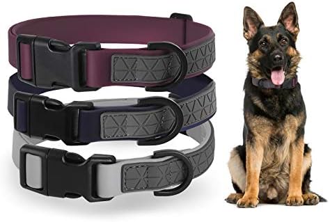Dog Collar Waterproof Pet Collars,Neck Adjustable Silicone Dog Collar with Strong Coated Webbing and Cute Metal Pendant for Boy Girls Dog Collars S/M/L Sizes