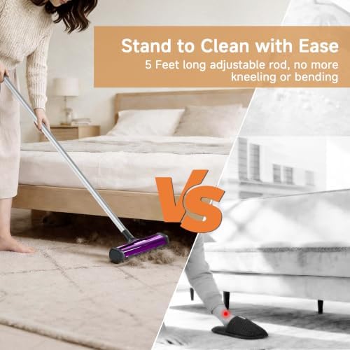 Pet Hair Remover for Carpet, Carpet Sweeper with Dust Container