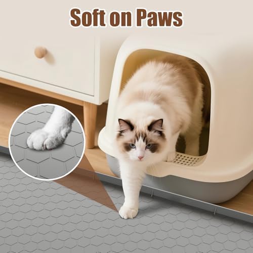 Cat Mat for Litter Box, 40" X 28" Large Silicone Cat Litter Trapping Mat