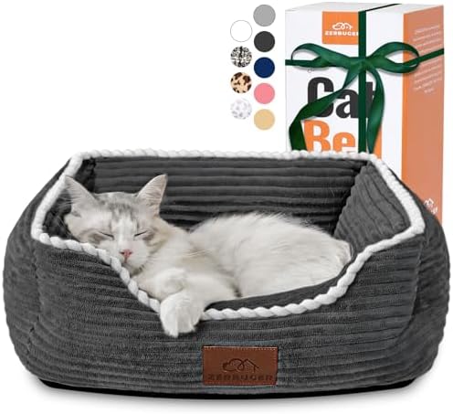Zerbuger 20in Dark Grey Rectangle Cat Dog Bed Machine Washable Sofa