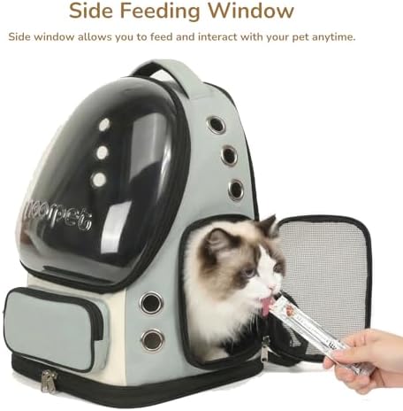 Cat Bubble Backpack Carrier, TSA Airline Approved Pet Travel Bag for Small Medium Dogs, Clear Hiking Camping Backpack for Cats, Kitten and Puppy up to 18 lbs, Green Bubble