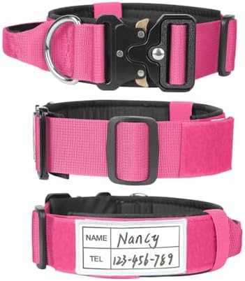 Tactical Dog Collar with Handle(Rose Red, XL)