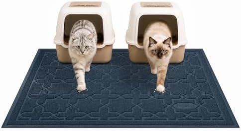 Yimobra Cat Litter Mat, Waterproof Litter Trapping Mat, 47x36, Dark Blue