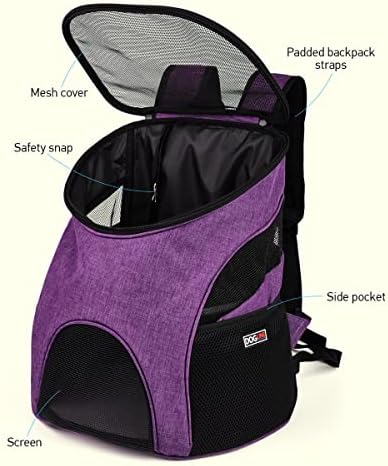 Dogline Front and Backpack for Dogs/Cats - Two Sizes - Airline Approved - Small, Purple