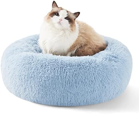 Bedsure Calming Cat Beds Donut Round Washable Kitten Bed,20 inches