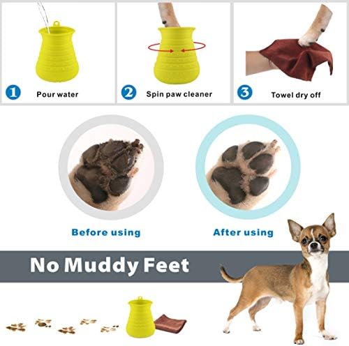 Idepet Dog Paw Cleaner Cup with Towel Pet Foot Washer Protable Dog Cleaning Brush for Puppy Cats Massage Grooming Dirty Claw (Green)