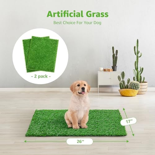 2 Pack Artificial Dog Grass Pee Pad 26" x 17", Indoor Potty Training Turf