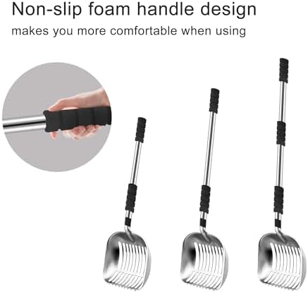 Stainless Steel Cat Litter Scoop, Detachable Long Handle Deep Shovel