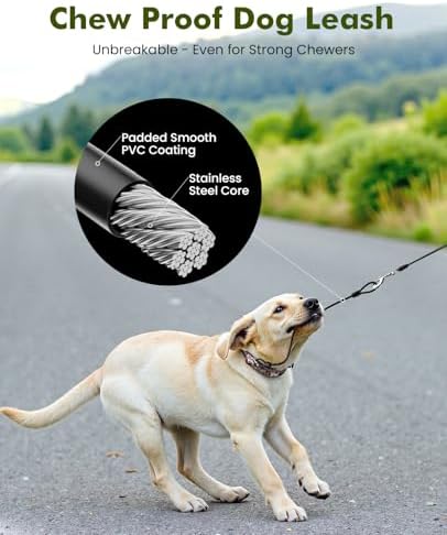 Pecute 16.4ft Retractable Dog Leash with 1.6ft Chew Proof Steel Cable