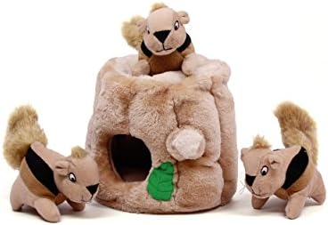 Outward Hound Hide-A-Squirrel Plush Squeaky Dog Toy, Large, 10.5" x 7.5"