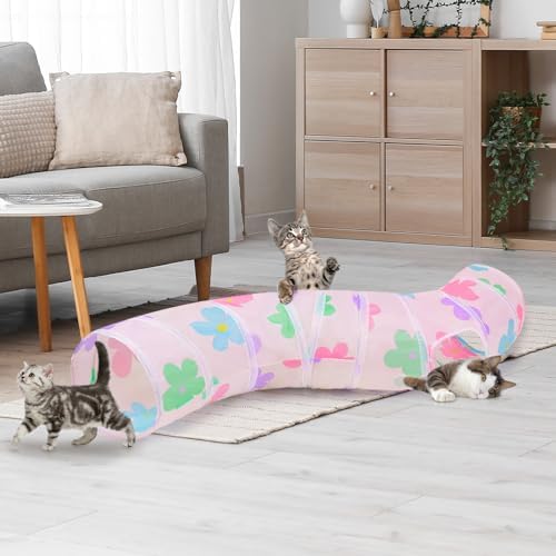 Glittme S-Shape Cat Tunnel, Foldable Cat Tunnels for Indoor Cats