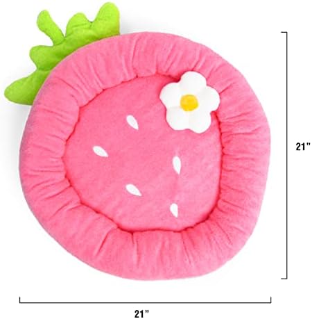 TONBO Soft Plush Small Cute and Cozy Food Dog Cat Bed, Washer and Dryer Friendly (Strawberry)