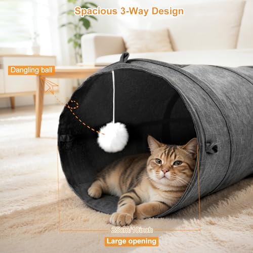 Ownpets 10" Large Cat Tunnel 3-Way U-Shape Oxford Fabric for Large Cat