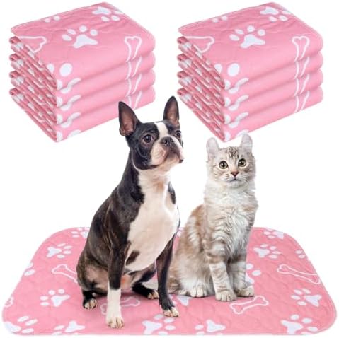 BEAUTYZOO 8 Pack Washable Pee Pads for Dogs,Reusable Puppy Pads 18x24 Pink