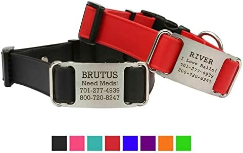 dogIDs Personalized Quick Release Waterprooft ScruffTag Dog Collar - Built-in Custom Laser Engraved Nameplate, Odor Resistant - Purple, 3/4 in x 14-18 in (Fits Neck Sizes: 14-18 in)