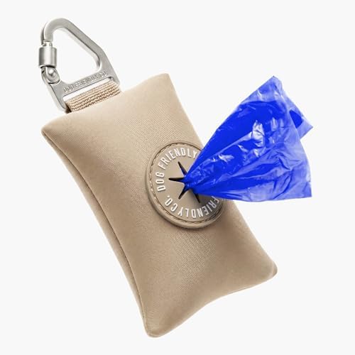Dog Friendly Co. Poop Bag Holder for Leash, Doggie Waste Bag, Premium Brown