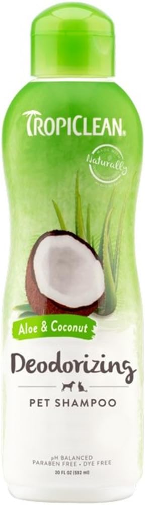 TropiClean Deodorizing Dog Shampoo for Smelly Dogs, Made in USA, 20oz