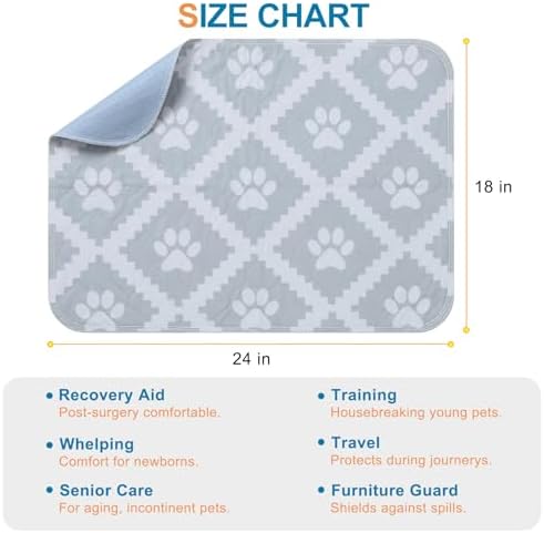 BEAUTYZOO 8 Pack Washable Pee Pads for Dogs,Reusable Puppy Pads 18x24 Gray