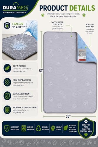 Washable Dog Pee Pads 36x52, 2 Pack Reusable Puppy Pads Whelping Bed Mats