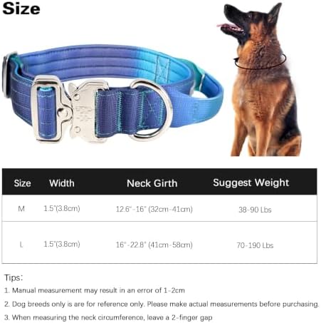 Thick Tactical Heavy Duty Dog Collar with Handle for Large Dogs (Blue)