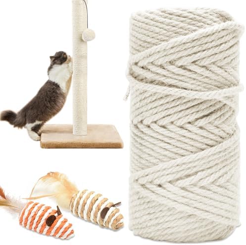 164FT 1/4 Inch Cat Scratching Sisal Rope for Cat Trees & Posts