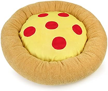 TONBO Soft Plush Small Cute and Cozy Food Dog Cat Bed, Washer and Dryer Friendly (Pizza)