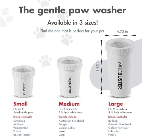 Dexas MudBuster Portable Paw Cleaner for Dogs, Large, Bright White Special Edition, Premium Pet Supplies and Accessories