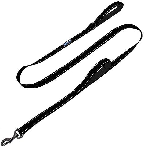Max and Neo Double Handle Traffic Dog Leash - Reflective, Donates to Dog Rescue (Black, 6 FT)