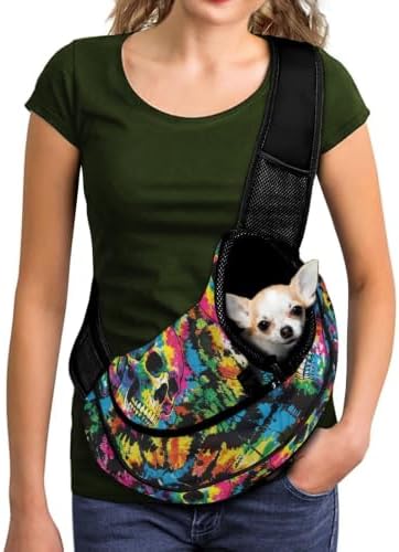 COEQINE Rainbow Gothic Pet Carrier Sling for Small Dogs Puppy Bag Travel