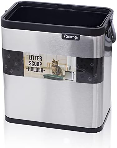 Universal Cat Litter Scoop Holder, Stainless Steel Small Portable Cat Litter Scooper Holder Trash Container.