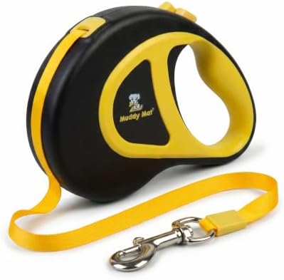 Muddy Mat® Retractable Dog Leash – 16 ft Heavy Duty Tape Leash for Small & Medium Dogs up to 44 lbs | One-Button Brake, 360° Tangle-Free | Ergonomic Grip