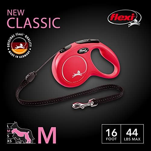FLEXI® Classic Cord Retractable Dog Leash, Medium, 16 ft - Red