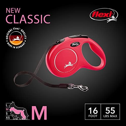 FLEXI® Classic Tape Retractable Dog Leash, Medium, 16 ft - Red