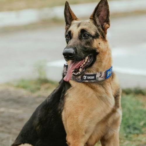 TSPRO Tactical Dog Collar, Heavy Duty Quick Release Metal Buckle and Patch