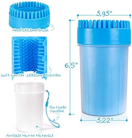 Dog Paw Cleaner with Towel, Portable Pet Cleaning Cup, Comfortable Silicone Dog Feet Cleaner, Dog Brush Cup for Pet Grooming