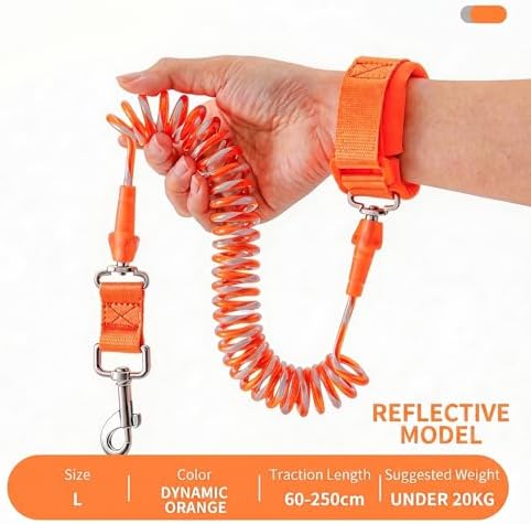 Hands Free Dog Leash Retractable Wrist Small Dogs 22lb Max Orange