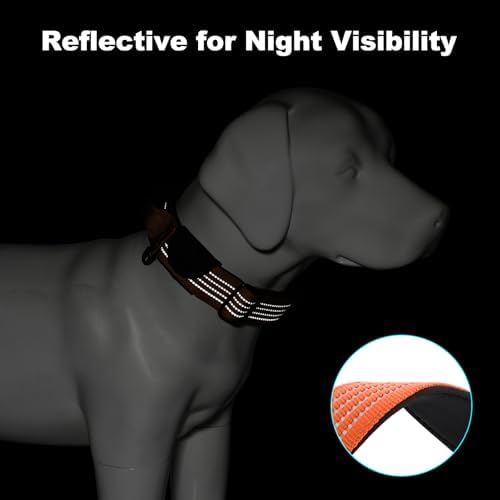 Plutus Pet Tactical Dog Collar with Pocket for AirTag, Orange, M