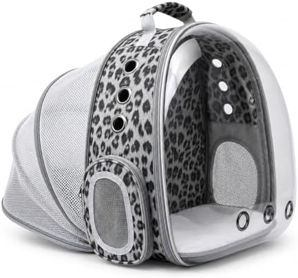 Expandable Cat Carrier Backpack with Bubble Window, Black and White