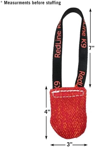 REDLINE K-9 Red French Linen 3" x 4" 1 Handle Pocket tug Toy Bundle of 2 Dog Tug Toy