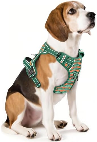 HEELE Dog Harness, No Pull Adjustable Padded Reflective Harness for Small Medium Large Dogs with Handle for Walking Training, Wilderness, M