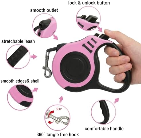 PETIMP Retractable Dog Leash Lightweight 16FT Leash Set