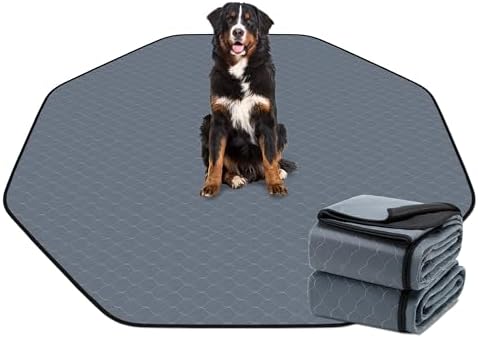 Bunlitent Washable Pee Pads for Dogs, 2 Pack, 71'' Diagonal Octagon, Grey