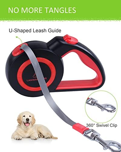 Chew Proof Retractable Dog Leash with 2 Heavy Duty Anti-Chewing Wire Ropes, 16FT Leashes 360 Tangle Free for 2 Dogs, Dual Dog Lead for Small/Medium/Large Dogs