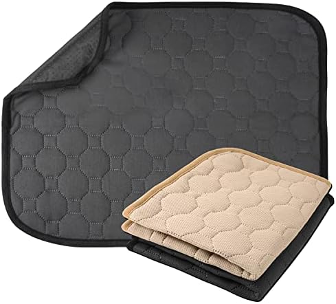 Pet Training Pads 2 Pack 26x40 Inch - 4-Layer Waterproof Non-Slip Dog Pee Pads ,Washable Reusable Absorbent Mats for Puppy/Senior Dog Crate, Bedding, Car Seat & Hardwood Floor (Beige & Gray)