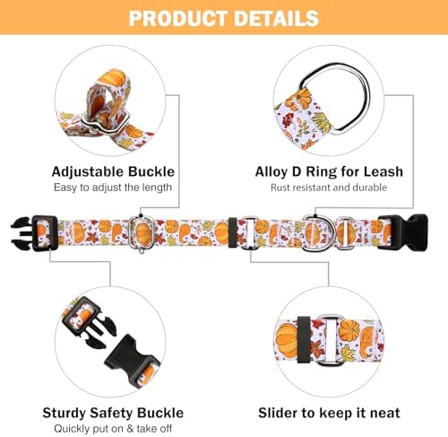 Hikiko Martingale Collar for Dogs with Halloween Pattern,Adjustable,M