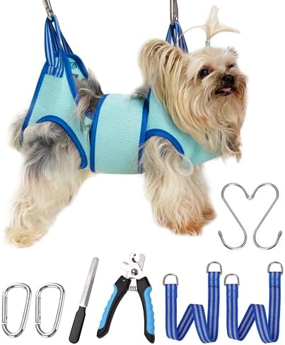 Kkiimatt Dog Grooming Hammock, XXS Dog Hanging Harness Holder for Nail Clipping,Nail Trimming Hammock, Grooming Sling Hanger Restraint Bag with Wide Strap Sewed
