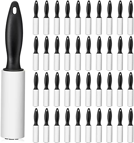 Zhehao 40 Pack Mini Lint Rollers 1200 Sheets Travel Size Lint Removers Portable Roller for Clothes Pet Hair Furniture Couch Carpet Car Seats(6 x 1.02 Inches,Black)