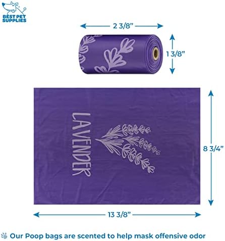 Best Pet Supplies Dog Poop Bag Holder Leash Attachment with Reusable Dispenser for Travel, Walking, Park, and Outdoor Use, Durable with Clip-On - Purple, Pack of 2, Plastic Dispenser w/30 Bags